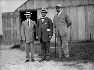 Wright Flights, Fort Myer, Va, July 1909. Spectators: Maj. G.O. Squier; Rep. Prince; Gen. Allen. Creator: Harris & Ewing. Wright Flights, Fort Myer, Va, July 1909. Spectators: Maj. G.O. Squier; Rep. Prince; Gen. Allen. Creator: Harris & Ewing