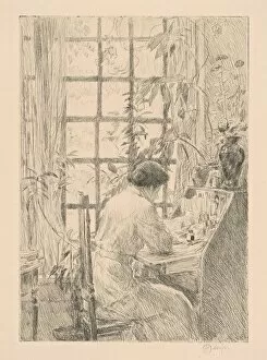 Women At Work Collection: The Writing Desk, 1915. Creator: Frederick Childe Hassam