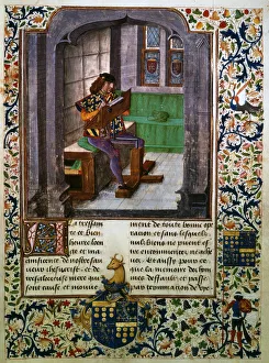 Bookstand Prints: The writing of Jacques Lalains biography, 15th century