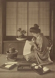 Hg Ponting Prints: Writing a Letter, 1904-1910. Creator: Herbert Ponting