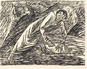 Barlach Ernst Prints: The Writing Prophet (Saint John on Patmos), 1919. Creator: Ernst Barlach