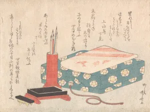 Ryuryukyo Shinsai Prints: Writing Set and Poem Card Box (Shikishi-bako), from Spring Rain Surimono Album (Har