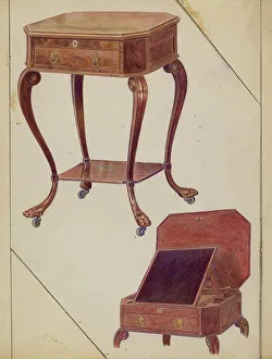Furniture Leg Prints: Writing or Sewing Table, 1936. Creator: Frank Wenger