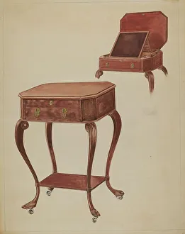 Furniture Leg Prints: Writing or Sewing Table, c. 1936. Creator: Frank Wenger