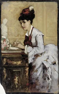 Message Prints: The writing woman, composition exercise I for the painting Rococo