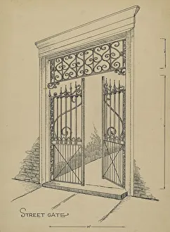 Wrought and Cast Iron Gate, c. 1936. Creator: Al Curry
