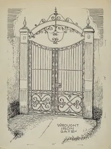 Wrought and Cast Iron Gates, c. 1936. Creator: Al Curry