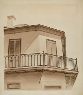 Railings Gallery: Wrought Iron Balcony Rail, c. 1936. Creator: Al Curry