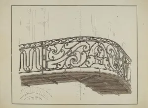 Balcony Rail Prints: Wrought Iron Balcony Rail, c. 1936. Creator: Lucien Verbeke