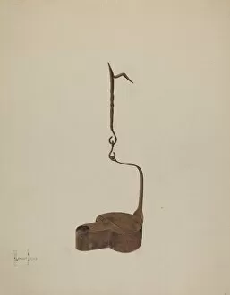Betty Lamp Gallery: Wrought Iron Betty Lamp, c. 1937. Creator: H. Langden Brown