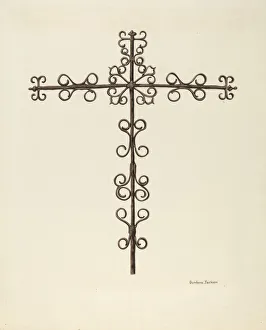 Wrought Iron Cross (Restored), c. 1938. Creator: Gordena Jackson