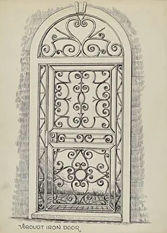 Wrought Iron Prints: Wrought Iron Door, c. 1936. Creator: Al Curry