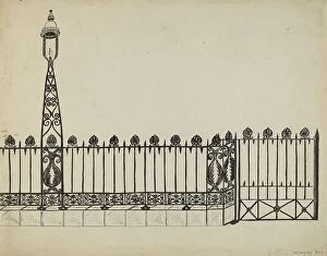 Streetlighting Collection: Wrought Iron Fence, 1935/1942. Creator: David P. Willoughby