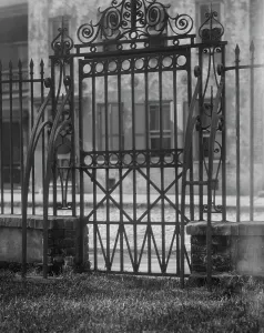 Wrought iron gate, New Orleans or Charleston, South Carolina, between 1920 and 1926. Creator: Arnold Genthe