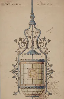 Iron Prints: Wrought Iron Hall Lantern Design, 19th century. Creator: J. B. B