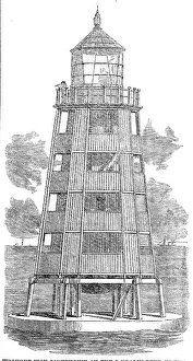 Wrought-iron lighthouse on the Daedalus Reef, in the Red Sea, 1862. Creator: Unknown