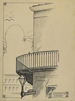 Artists Notes Prints: Wrought Iron Railing, c. 1936. Creator: Thomas Byrne