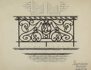 Artists Notes Prints: Wrought Iron Railing, c. 1936. Creator: Thomas Byrne