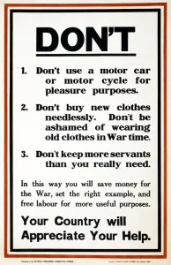 WW1 Poster appealing to the public to support the war effort by being frugal, 1917