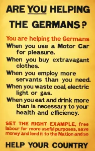 WW1 Poster appealing to the public to support the war effort by being frugal, 1917