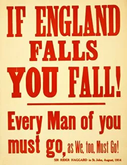 Wartime Collection: WW1 Recruitment Poster If England Falls you Fall!, 1915