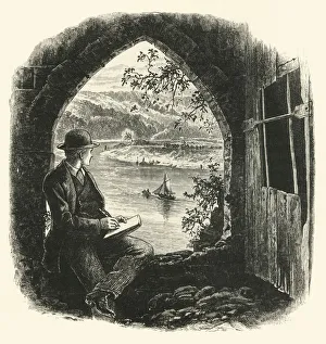 Relaxation Prints: The Wye, from Chepstow Castle, 1870s. Creator: Josiah Wood Whymper