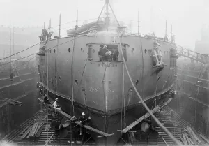 Ship Building Prints: WYOMING in dock, between c1910 and c1915. Creator: Bain News Service