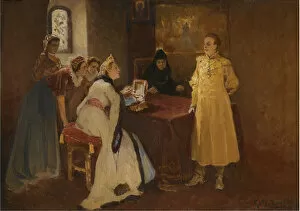 Successor To The Throne Gallery: Xenia Godunova and False Dmitry. Artist: Lebedev, Klavdi Vasilyevich (1852-1916)