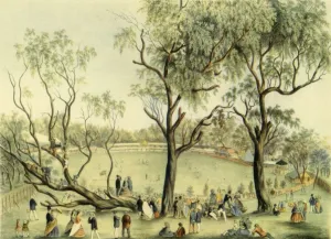 Cricket Prints: An XI of England v. XXII of Victoria at Melbourne, 1864, (1947). Creator: Unknown