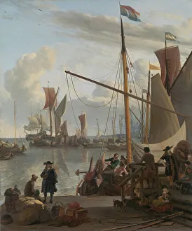 The Y at Amsterdam, seen from the Mosselsteiger (mussel pier), 1673. Creator: Ludolf Backhuysen I