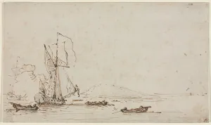 Early 18th Century Prints: Yacht Receiving Salute, c. 1700. Creator: Willem van de Velde (Dutch, c. 1611-1693)