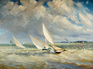 Adversity Gallery: Yachts Racing In Bad Weather - Burnham-On-Crouch, 1919. Creator: Alice Maud Fanner