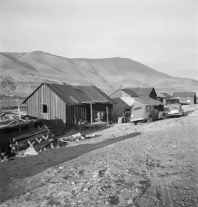 Yakima Indian village, on the Columbia River... Celilo, Wasco County, Oregon, 1939. Creator: Dorothea Lange Yakima Indian village, on the Columbia River... Celilo, Wasco County, Oregon, 1939. Creator: Dorothea Lange