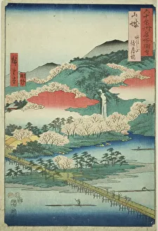Yamashiro Province: The Togetsu Bridge in Mount Arashi (Yamashiro, Arashiyama Togetsukyo)... 1853. Creator: Ando Hiroshige
