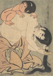 Combing Prints: Yamauba Combing Her Hair, and Kintoki, ca. 1801. Creator: Kitagawa Utamaro
