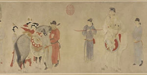 Emperor Xuanzong Of Tang Gallery: Yang Guifei Mounting a Horse, Emperor Xuanzong on horseback