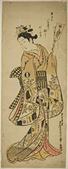 Masanobu Okumura Prints: Yaoya Oshichi holding a battledore paddle, c. 1744 / 51. Creator: Okumura Masanobu
