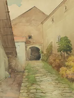 Cobbled Prints: Yard with cobbled path, 1923-1928. Creator: Ludovit Cordak