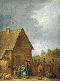 Doors Prints: Yard of a Peasant House, 1640. Creator: David Teniers II