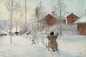 Yard Prints: The Yard and Washhouse. From A Home (26 watercolours). Creator: Carl Larsson
