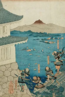 Harbour Wall Prints: Yasuhiro Surveying his Army being Washed Away (image 2 of 3)
