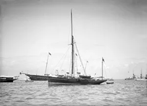 The yawl Beluga at anchor, 1911. Creator: Kirk & Sons of Cowes