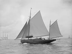 Yawl Prints: The yawl Moosk under way, 1912. Creator: Kirk & Sons of Cowes