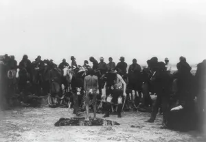 Life Event Prints: Yeibichai initiation outdoors, 1904, c1905. Creator: Edward Sheriff Curtis