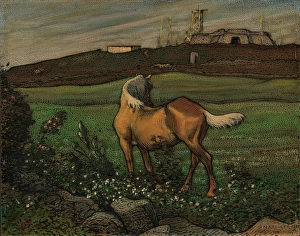 Kreuger Nils Prints: Yellow Horse, 1898. Creator: Nils Kreuger