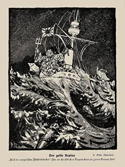 Japanese Navy Prints: Yellow Neptune. From the magazine Jugend: Münchner illustrierte Wochenschrift für Kunst
