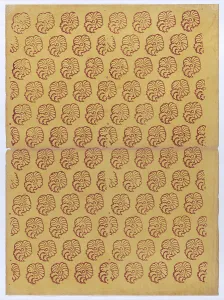 Relief Print Prints: Yellow sheet with overall red abstract pattern, 19th century. Creator: Anon