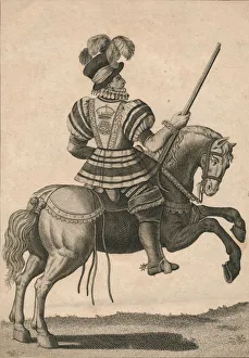 Queen Of England Collection: A Yeoman of the Guard, attending Queen Elizabeth on a Progress, c1800. Creator: NC Goodnight