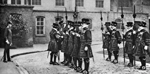 Escorting Collection: Yeomen Warders on parade at the Tower of London, 1926-1927