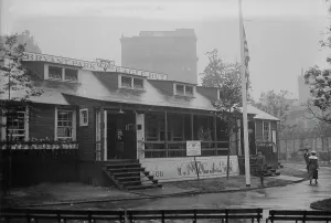 Bryant Park Prints: Y.M.C.A. hut, Bryant Park, 1918. Creator: Bain News Service